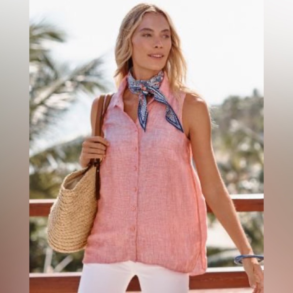 🍑 Garnet Hill Linen Button Down Tank 🍑